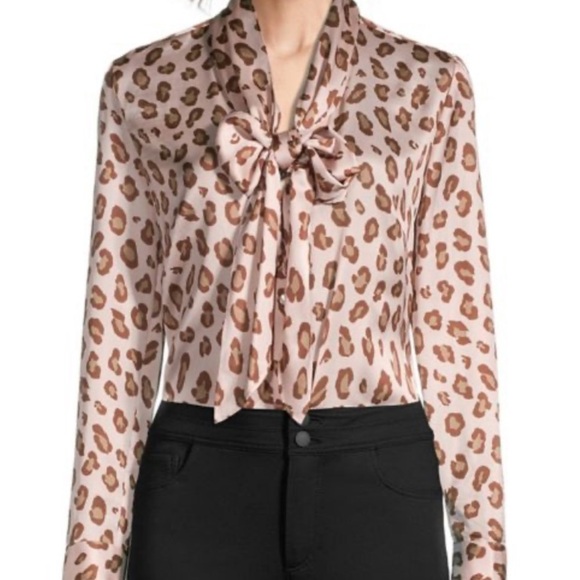 leopard bow tie blouse